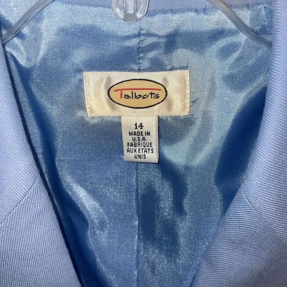 Talbots Women’s Skirt Suit Size 14 Powder Blue Wool Business Formal